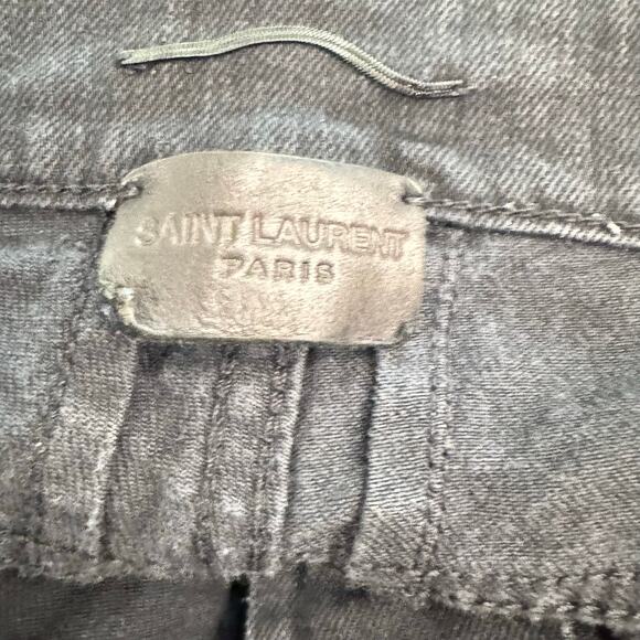 YSL Saint Laurent D10 Men's Black Raw Hem Mid Rise Relaxed Slim Jeans Size 34 - Picture 10 of 16